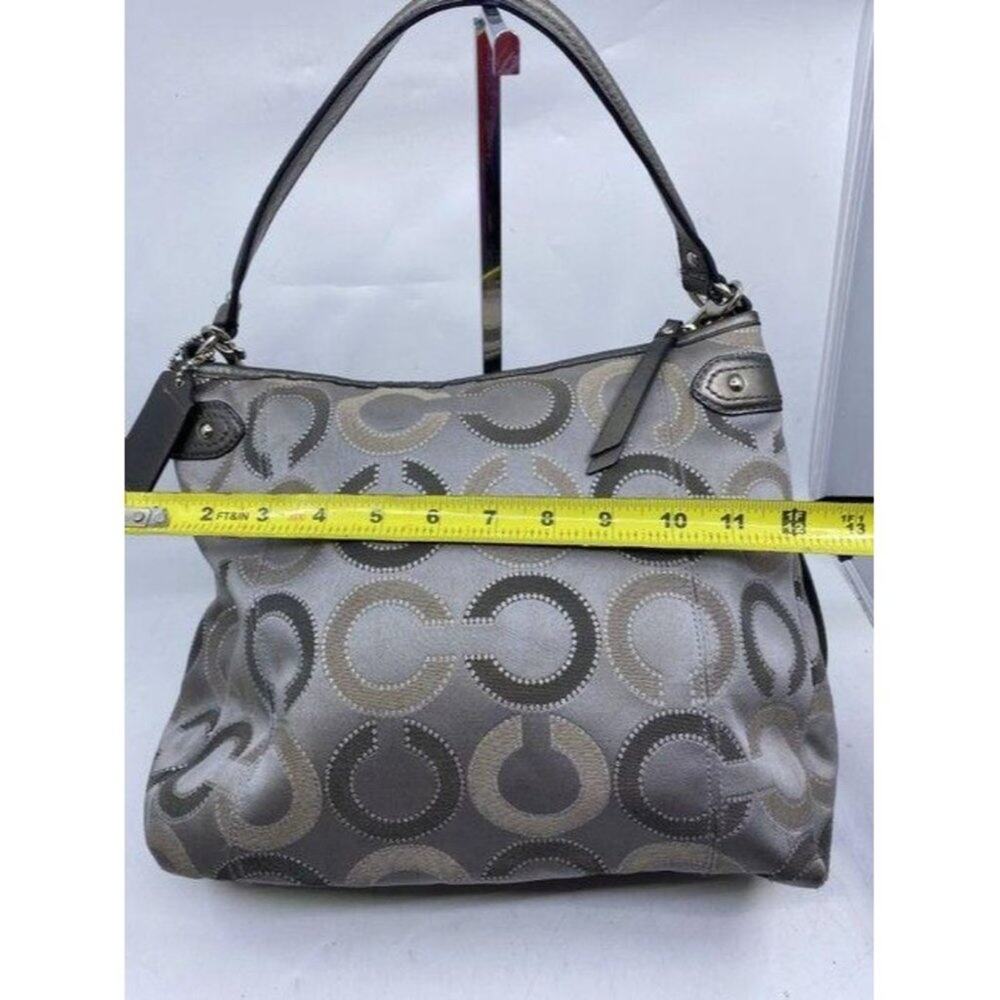 coach medium size silver gray jacquard fabric cros - Picture 2 of 8
